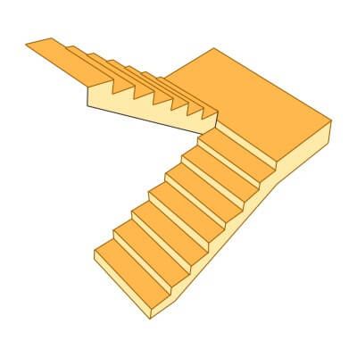 Лестница с поворотом на 180°, с площадкой