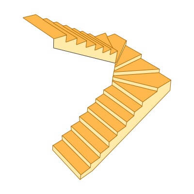 Лестница с поворотом на 180°, с забежными ступенями